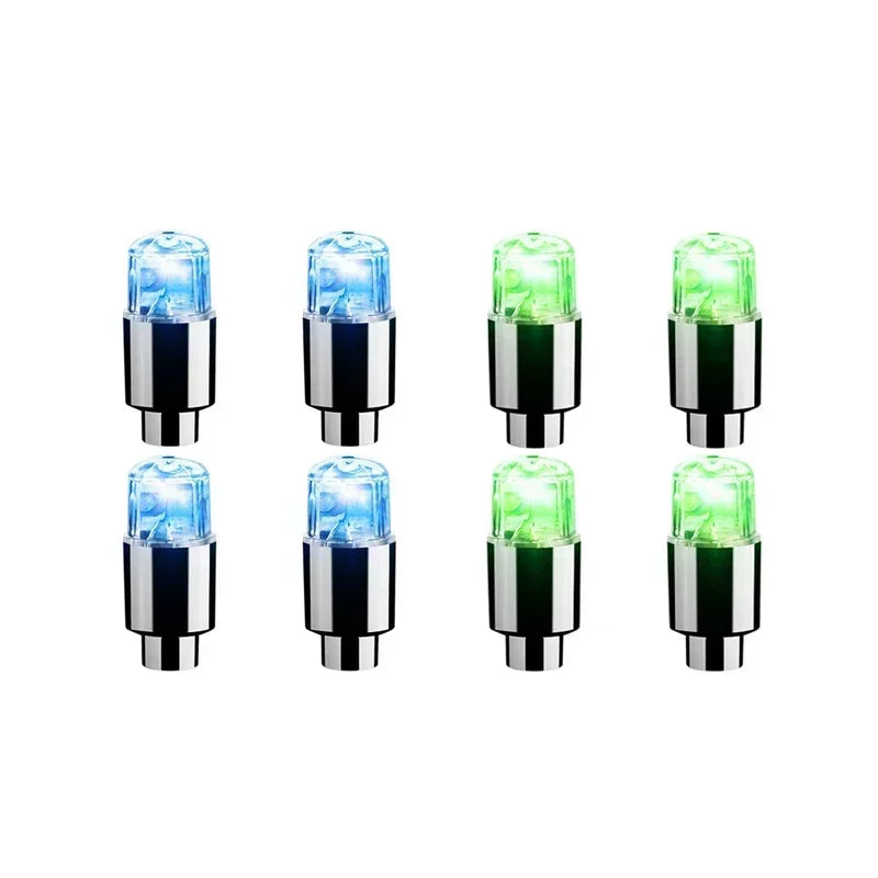 2/4/8Pcs Colorful LED Wheel Lights Car Tire Valve Caps Neon Light Universal Motorcycle Bicycle Valve Cover Auto Accessories