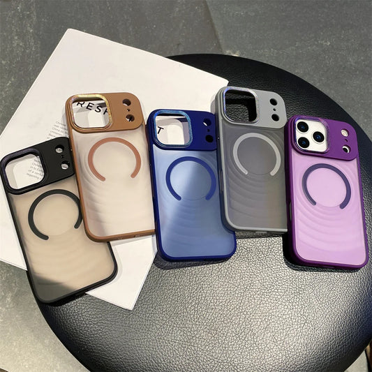 Wave Ripple Pattern for Magsafe Magnetic Phone Case for IPhone 17 Air 16 15 14 Plus 13 12 Pro MAX Translucent Protective Cover