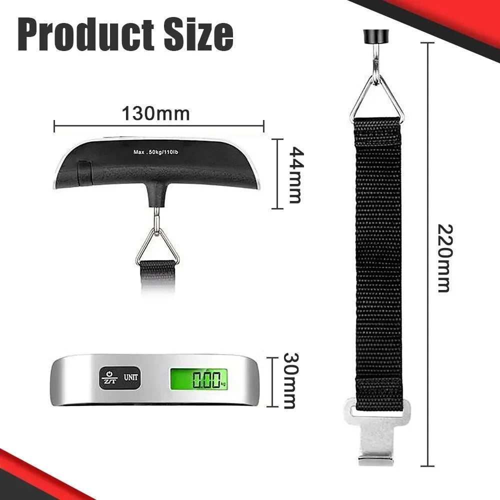 110lb/50kg Portable Scale Digital LCD Display Electronic Scale Weight Suitcase Travel Weighs Baggage Bag Weight Balance Tool - covers4phones