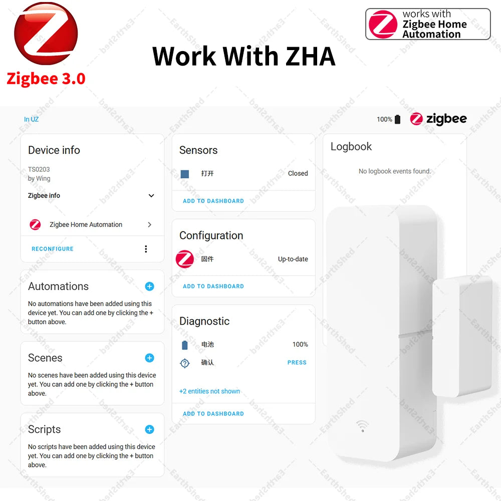 Zigbee 3.0 Door Sensor Window Sensor Contact Sensor Zigbee Hub Required work with Home Assistant Yandex Alexa ZHA Zigbee2MQTT