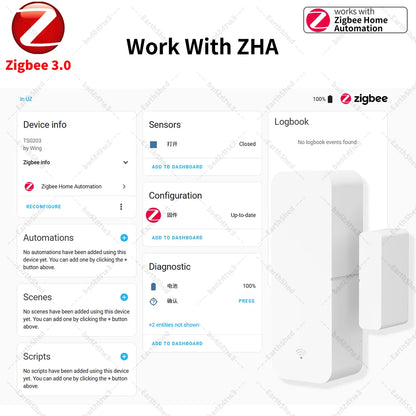 Zigbee 3.0 Door Sensor Window Sensor Contact Sensor Zigbee Hub Required work with Home Assistant Yandex Alexa ZHA Zigbee2MQTT