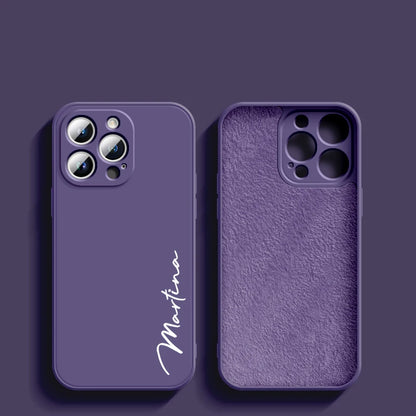 Luxury Liquid Silicone Soft Full Cover 15 14 13 Pro Max Personalized Customized DIY Name Case For iPhone 15 14 13 12 11 Pro Max - covers4phones