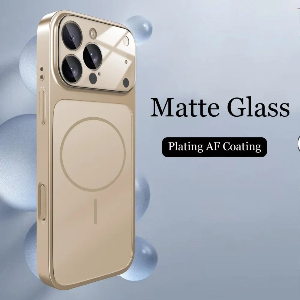 Glass Nano Matte Case For iPhone 17 Pro Max 17Air 17Pro 16 15 14 13 Pro Max Cover Magnetic Wireless Charge Armor Funda