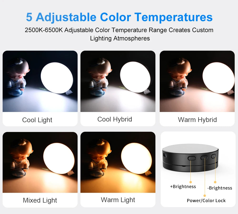 Magnetic Selfie Light Compatible with MagSafe iPhone,CRI95 700lx/0.3m Folding LED Phone Fill Ring Lighting with