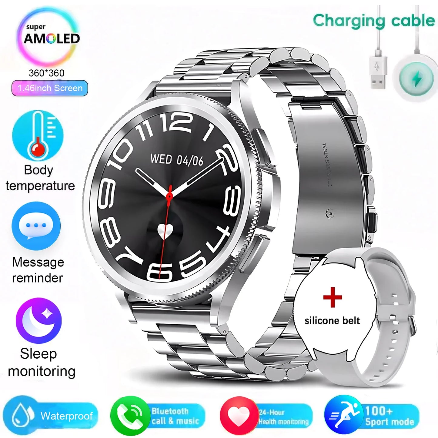 For android And iOS Watch 6 Classic Smart Watch Women Men Sports Fitness Health Waterproof Bluetooth Call Smartwatch 2025 New