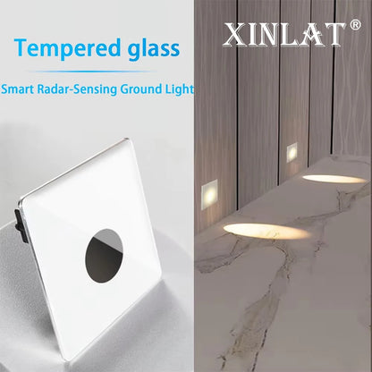 Embedded Stair LED Light Smart Glass Nightlights PIR Motion Sensor Bedroom Indoor Wall Sconce Balcony Step Corridor Radar Sensor