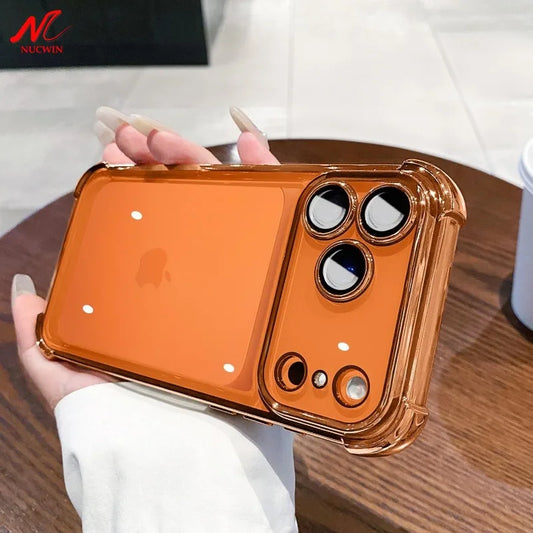 Luxury Plating Airbag Soft Silicone Case for iPhone 17 16 Pro Max 11 12 13 14 15 Pro Xs Max X Xr 17 Air Camera Protector Cover