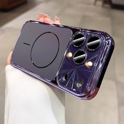 For iPhone 17 Pro Max Magsafe Case AG Matte Back Plating Bumper Cover for iPhone 13 14 15 16 Pro Max 17Pro Laser Pattern Cases