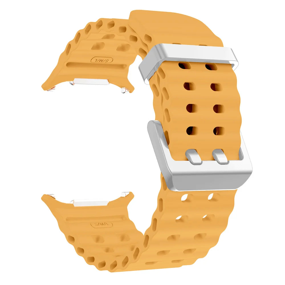 NEW Marine Silicone Strap For Samsung watch ultra 47mm Bracelet No Gaps Sport two-tone Band for Galaxy 7 ultra watchband straps