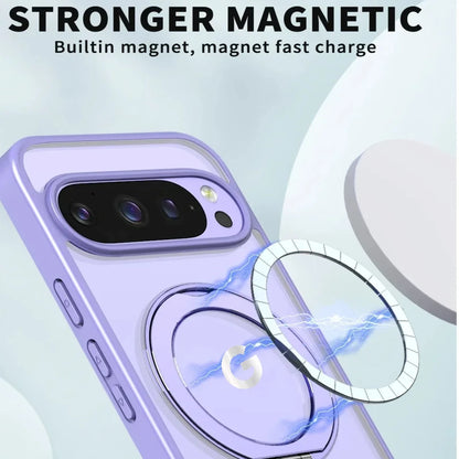 Heavy Armor Design Magnetic 360° Rotable Fold Bracket Case For Google Pixel 10A 9 A Pro XL PC+TPU Enhance Anti-drop Rugged Cover