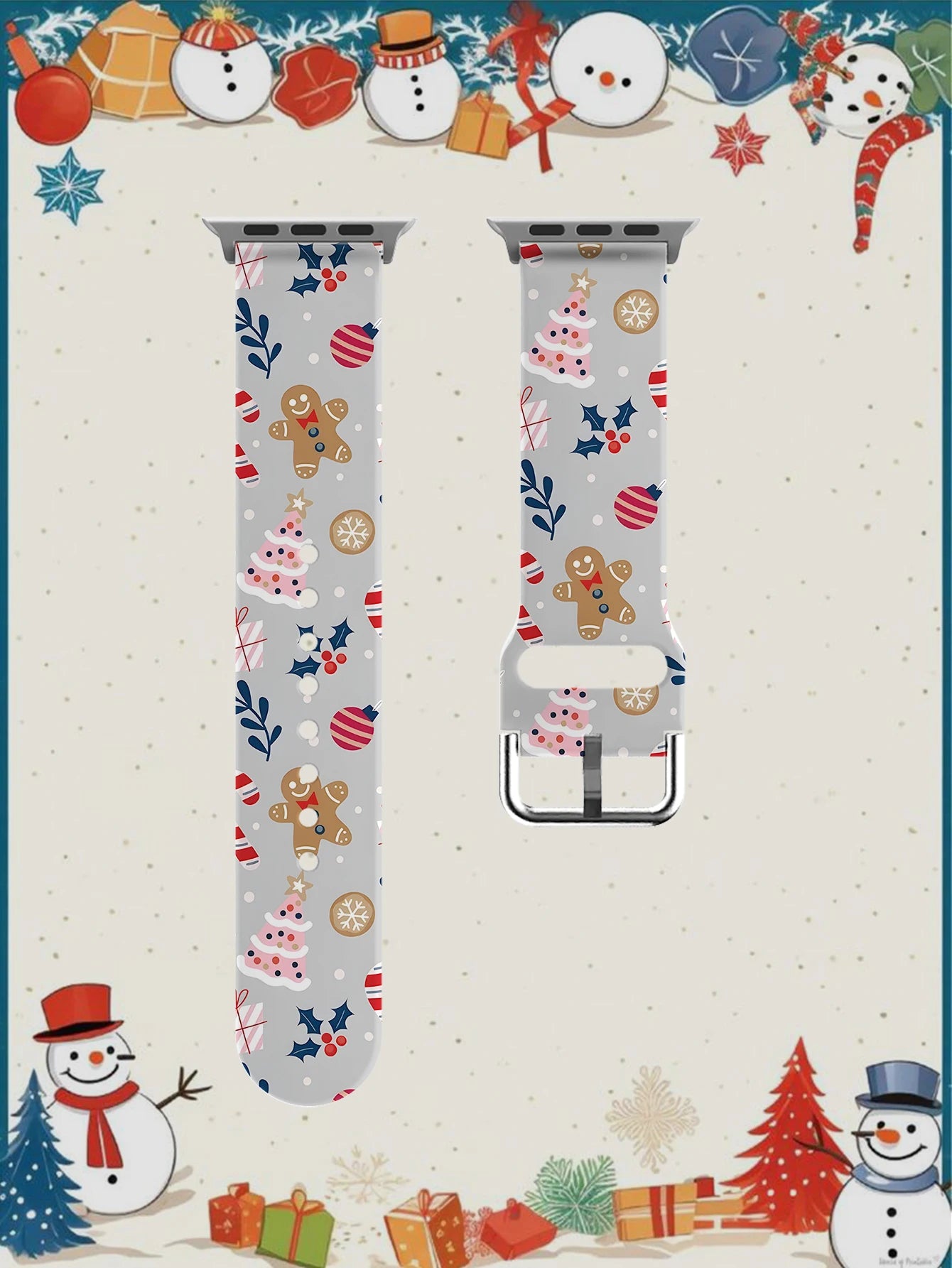 Kawaii Pink Christmas Tree For Apple Watch Band 45mm 44mm 40mm 41 42-38mm Bracelet iwatch Series 8 7 se 3-6 9 10 11 Ultra 2 49mm