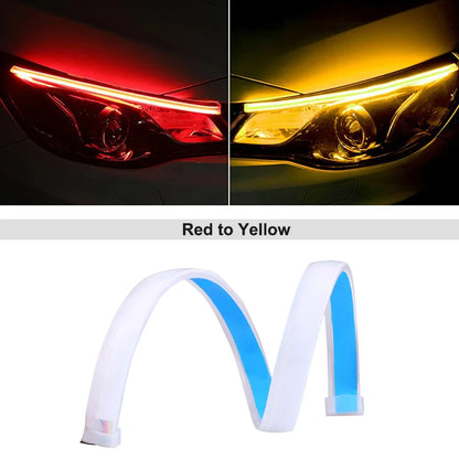 12V LED DRL Car Daytime Running Light Flexible Waterproof Strip Auto Headlights White Turn Signal Brake Flow Lights Car Styling