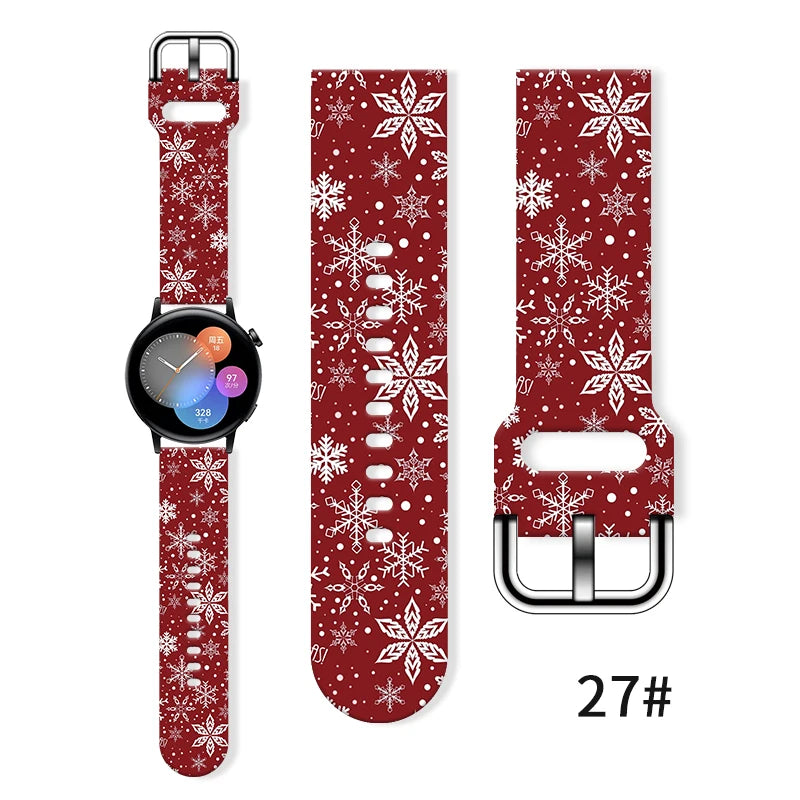 20mm Christmas Series 5 Strap for Samsung Galaxy Watch 7/6/5 40mm 44mm Band Replaceable Bracelet for Xiaomi Huawei Amazfit Watch