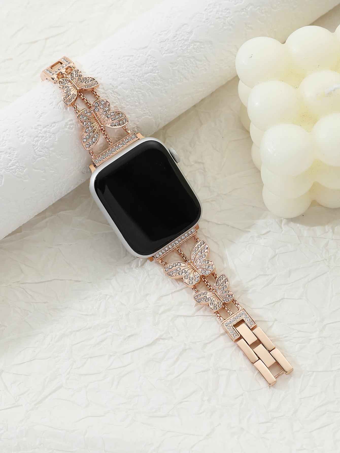 Metal Strap For Apple Watch Band Ultra 4mm 45mm 40mm 41mm 49mm Bling Butterfly Bracelet Chain for iWatch Series 9 8 7 6 5 SE 4 3