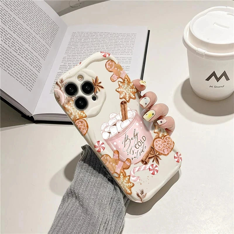 Christmas Warm Winter Coffee Gingerbread Phone Case For iPhone 17 Pro Cases iPhone 16 Pro Max XS XR 11 12 13 14 15 7 8 Plus 16E