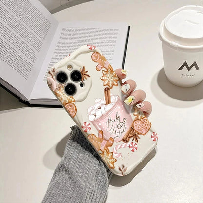 Christmas Warm Winter Coffee Gingerbread Phone Case For iPhone 17 Pro Cases iPhone 16 Pro Max XS XR 11 12 13 14 15 7 8 Plus 16E