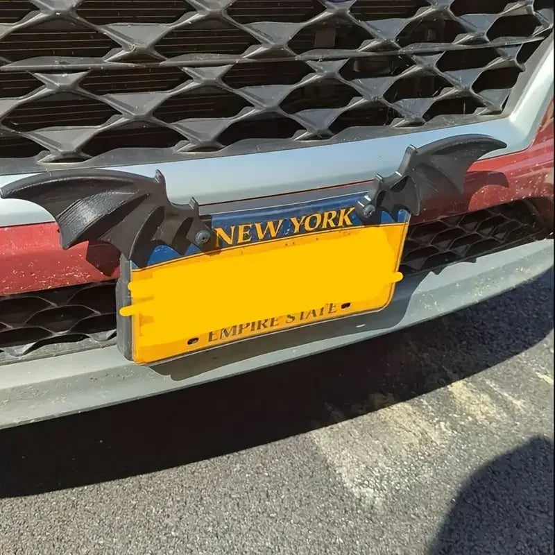 Black Batwing Car License Plate Covers & Frames Decoration - Durable Plastic, Ideal Gift for Horror Vampire Theme Lovers