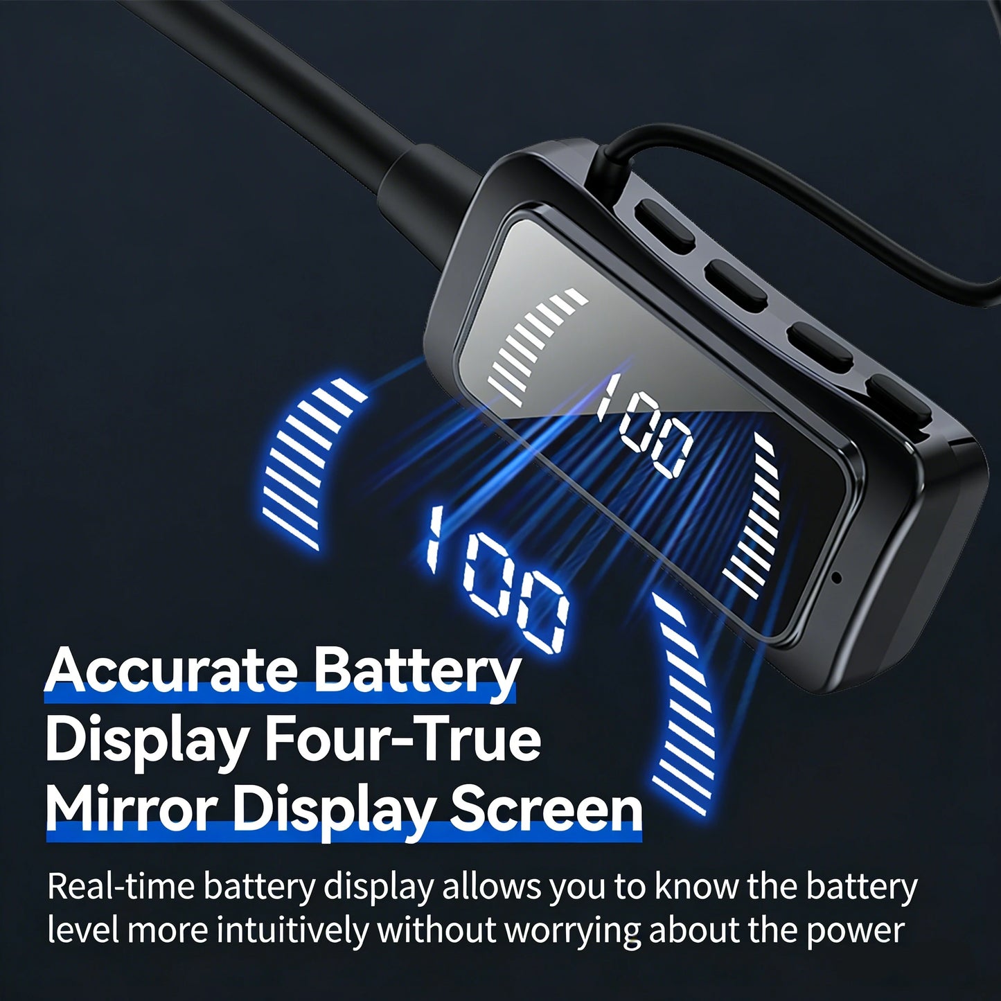 Wireless Bluetooth neckband headphones with digital display function, large-capacity semi-in-ear sports stereo headphones