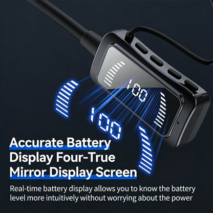 Wireless Bluetooth neckband headphones with digital display function, large-capacity semi-in-ear sports stereo headphones