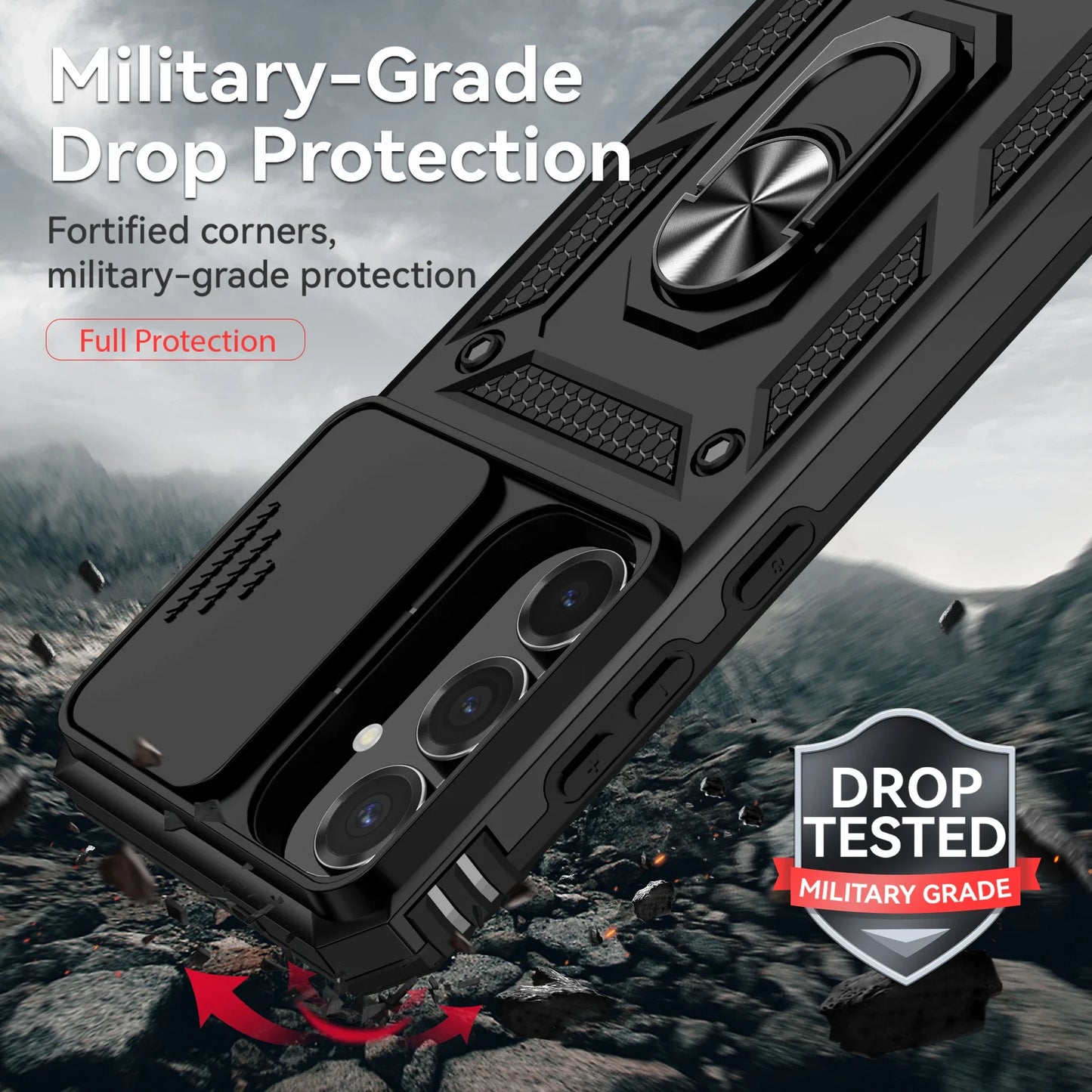 Armor Case For Samsung Galaxy S25 FE S25Edge A17 A07 A56 A26 A36 A16 A06 S25FE Coque Ring Holder Shockproof Lens Protect Cover