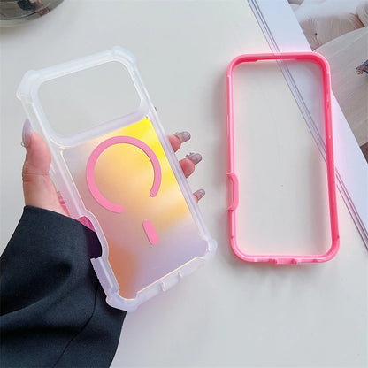 Color Change Laser Dazzling Magnetic Case for iPhone 17 Air 16 15 14 13 Pro Max for Magsafe Wireless Charge Shockproof Cover