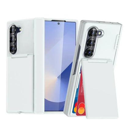 Kickstand Folding Bracket Flip Card Slot Holder Phone Case For Samsung Galaxy Z Fold 7 6 5 Fold7 Fold6 Fold5 5G Matte Cover