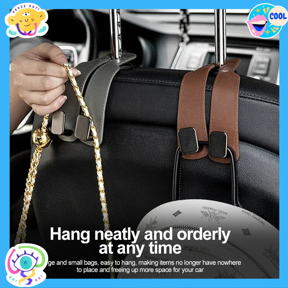 Car Seat Back Hook Suede Double-Headed Rear Storage Storage Small Hook Car Interior Decoration Supplies