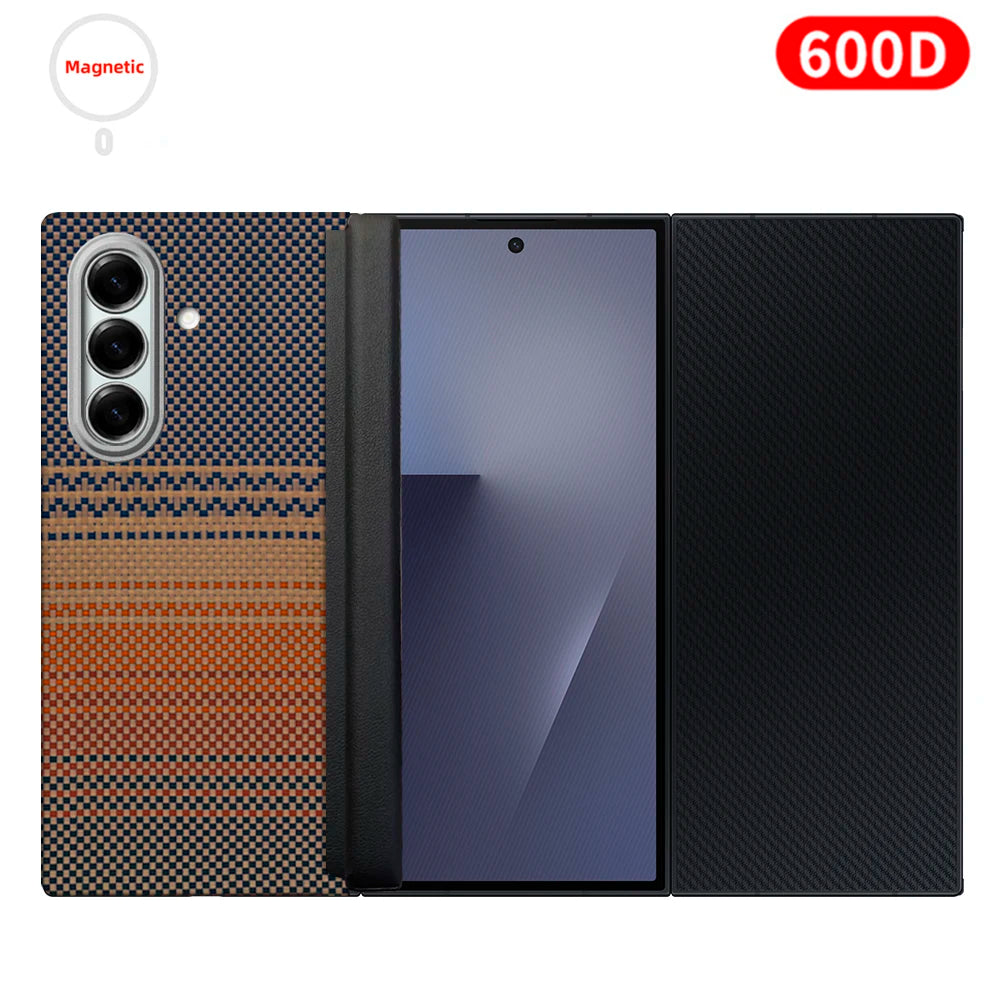 For samsung galaxy z trifold aramid case 600d kevlar carbon aramid fiber fabric thin hard cover magnetic balck Slim light premiu