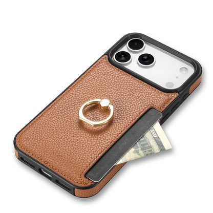 Leather Wallet Card Solt Phone Case for IPhone 11 12 13 14 15 Plus 16 17 Pro Max 17 Air 16E Ring Holder Protective Cover