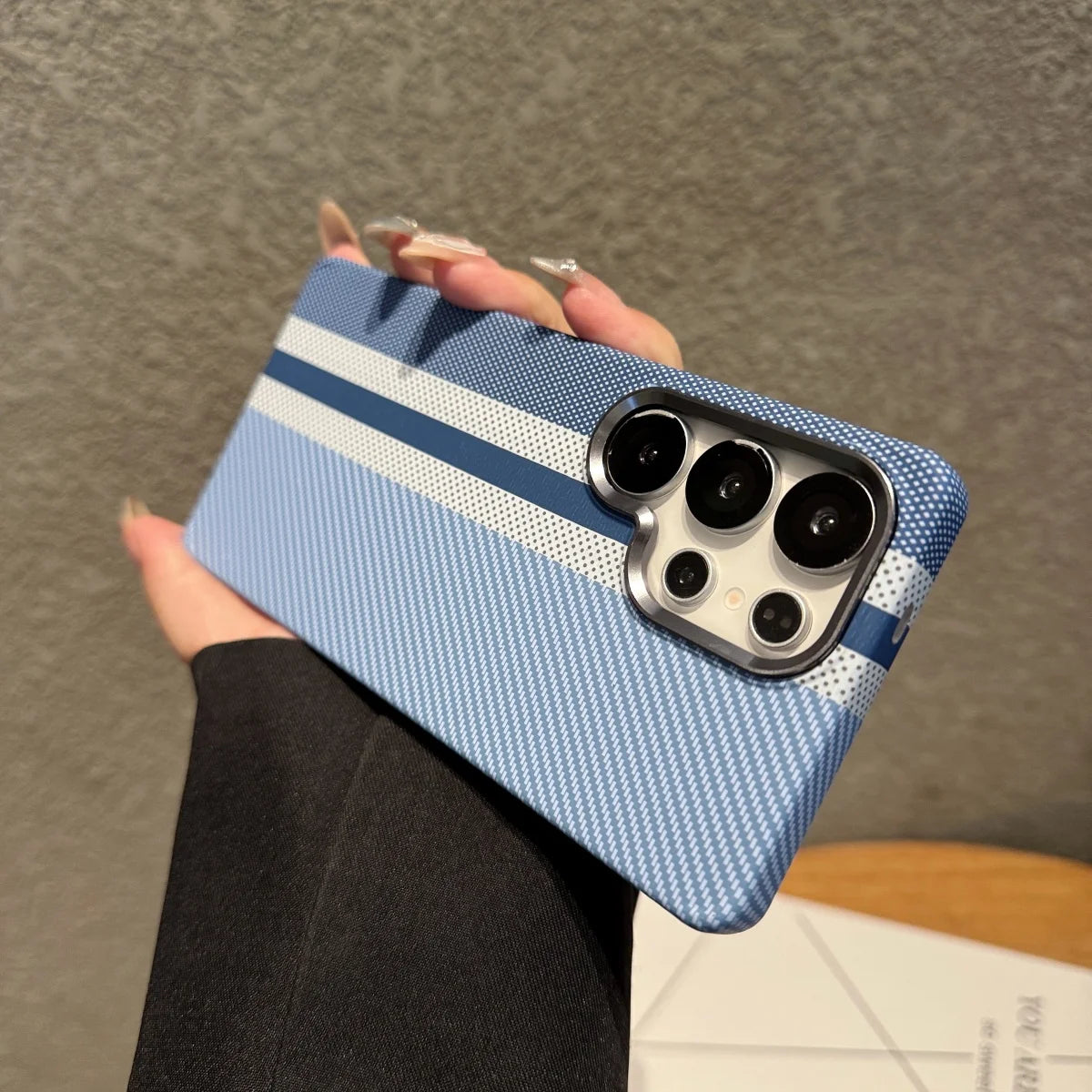 Mountain Carbon Fiber Kevlar Pattern Plastic Case For Samsung S25 S24 S23 Ultra Plus For Magsafe Magnetic Wireless Charge Cover
