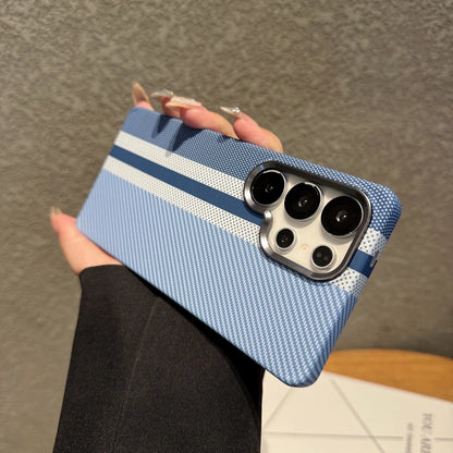 Mountain Carbon Fiber Kevlar Pattern Plastic Case For Samsung S25 S24 S23 Ultra Plus For Magsafe Magnetic Wireless Charge Cover