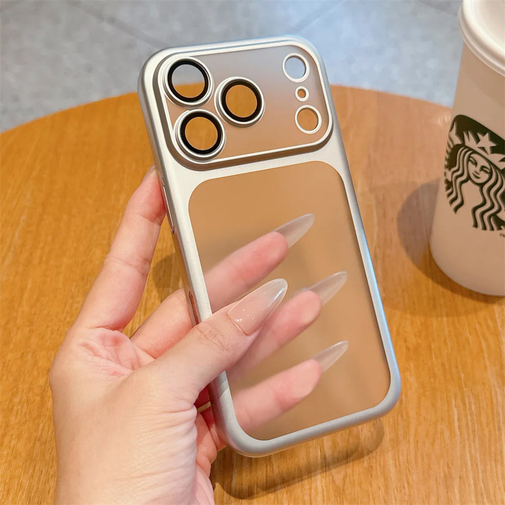 Luxury Frosted Transparent Matte Phone Case For iPhone 17 Pro Max Full Lens Protection Metallic Color Frame Armor Back Cover