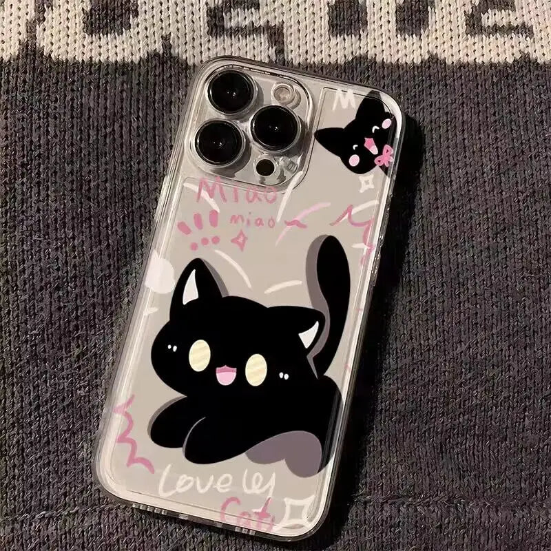 Doodle Angry Cat Case for Iphone 13 16 Pro Max 11 12 14 15 Pro Max 7 8 Plus 13 Mini XS XR SE 2022 13Pro Back Cover Clear Fundas