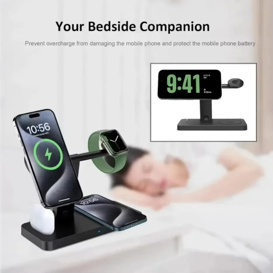 200W 4 In 1 Wireless Charger Stand Induction Super Fast Charging For Magsafe iPhone 16 15 14 13 Pro Max Apple Watch Airpods Pro