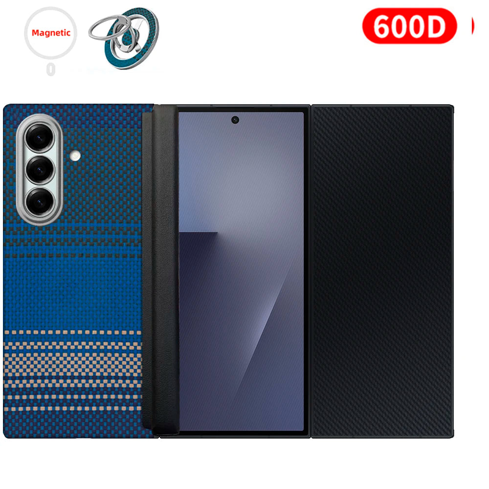 For samsung galaxy z trifold aramid case 600d kevlar carbon aramid fiber fabric thin hard cover magnetic balck Slim light premiu