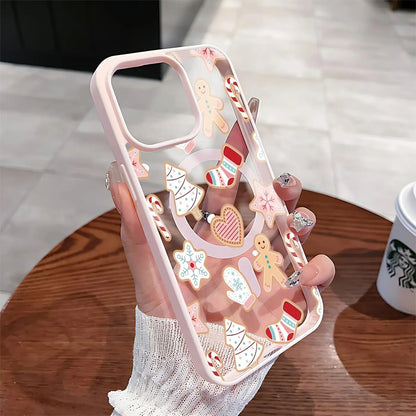 This Magnetic Case Compatible with iPhone 17 to 11 Pro Max/Plus Decorated with Gingerbread and Christmas Tree