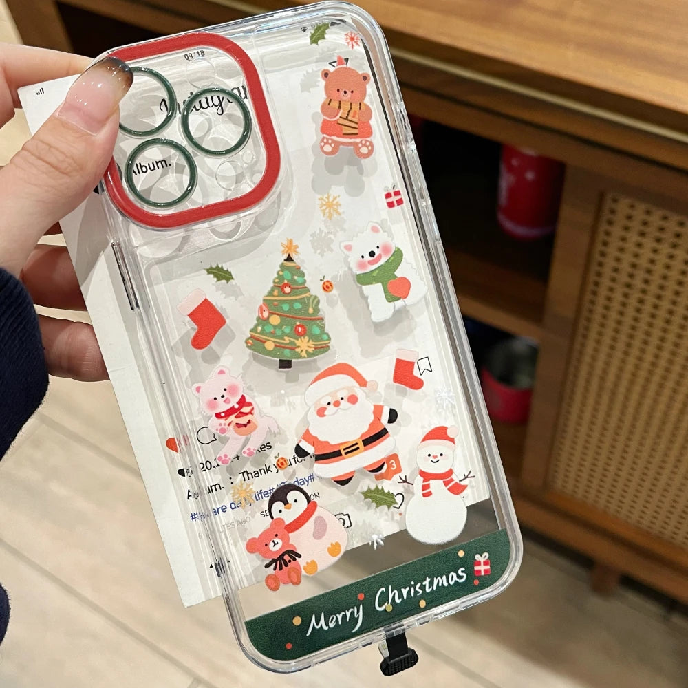 Luminous Call Light Up Flash Christmas Snowman Santa Claus Phone Case For iPhone 15 13 12 11 14 16 17 Pro Max Plus 17AIR Cover
