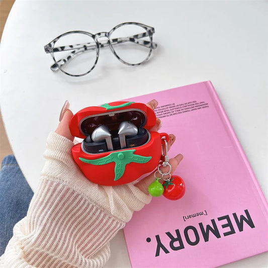 Shockproof Cute Tomato Silicone Earphone Case for Samsung Galaxy Buds 3 Buds 3 Pro Wireless Bluetooth Headset Protective Cover