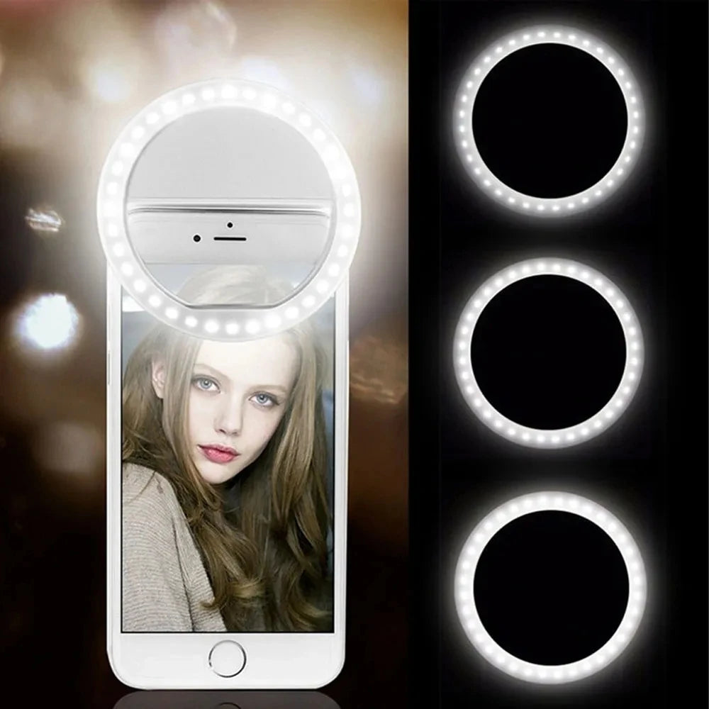Portable USB Charge Phone Lens Lamp Led Selfie Ring Light Mobile Phone Live Broadcast Video Selfie Fill Light For All Smartphone