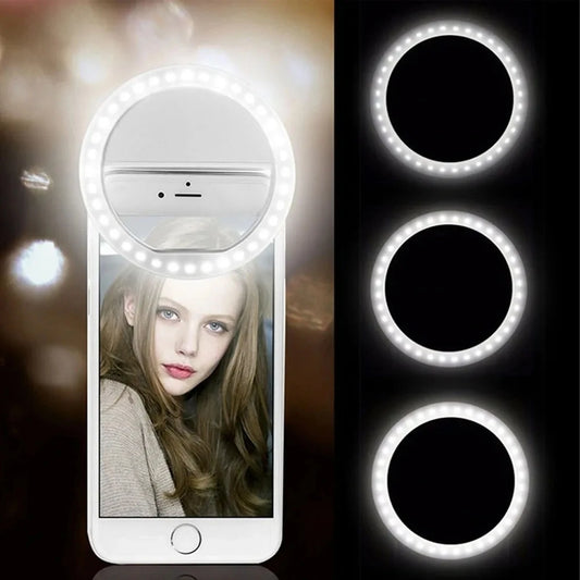 Portable USB Charge Phone Lens Lamp Led Selfie Ring Light Mobile Phone Live Broadcast Video Selfie Fill Light For All Smartphone