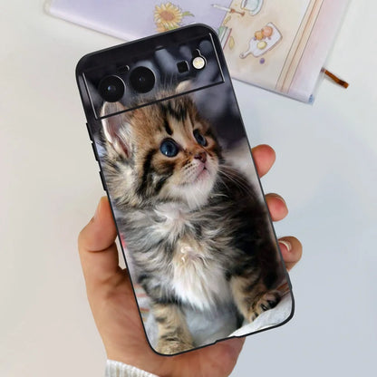 For Cover Google Pixel 6 Case Cute Cat Cartoon Bumper Back Shockproof Soft TPU Case For Google Pixel 6A 6PRO Pixel 6 Phone Cases