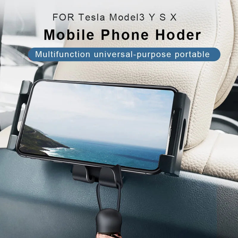For Tesla Model3 Y S X Back Seat Phone Holder Hook 360 Degree Rotate Stand Auto Headrest Bracket For Tablet PC iPad Mini Support