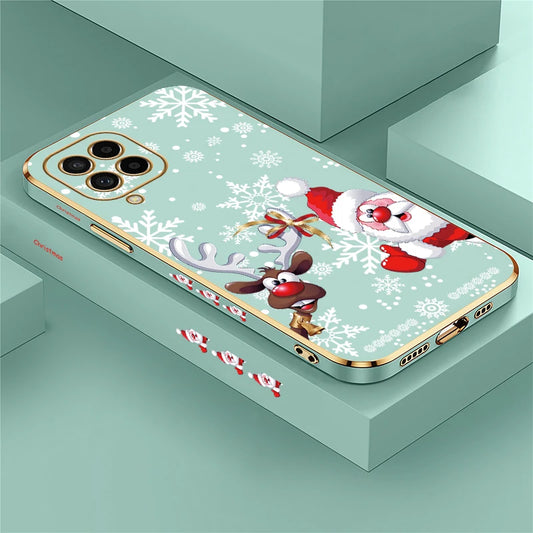 Christmas Deer Printed Phone Case For Samsung Galaxy M42 5G M62 M32 M22 M12 M54 M53 M33 M51 M02 M30S M13 Plating Soft Cover