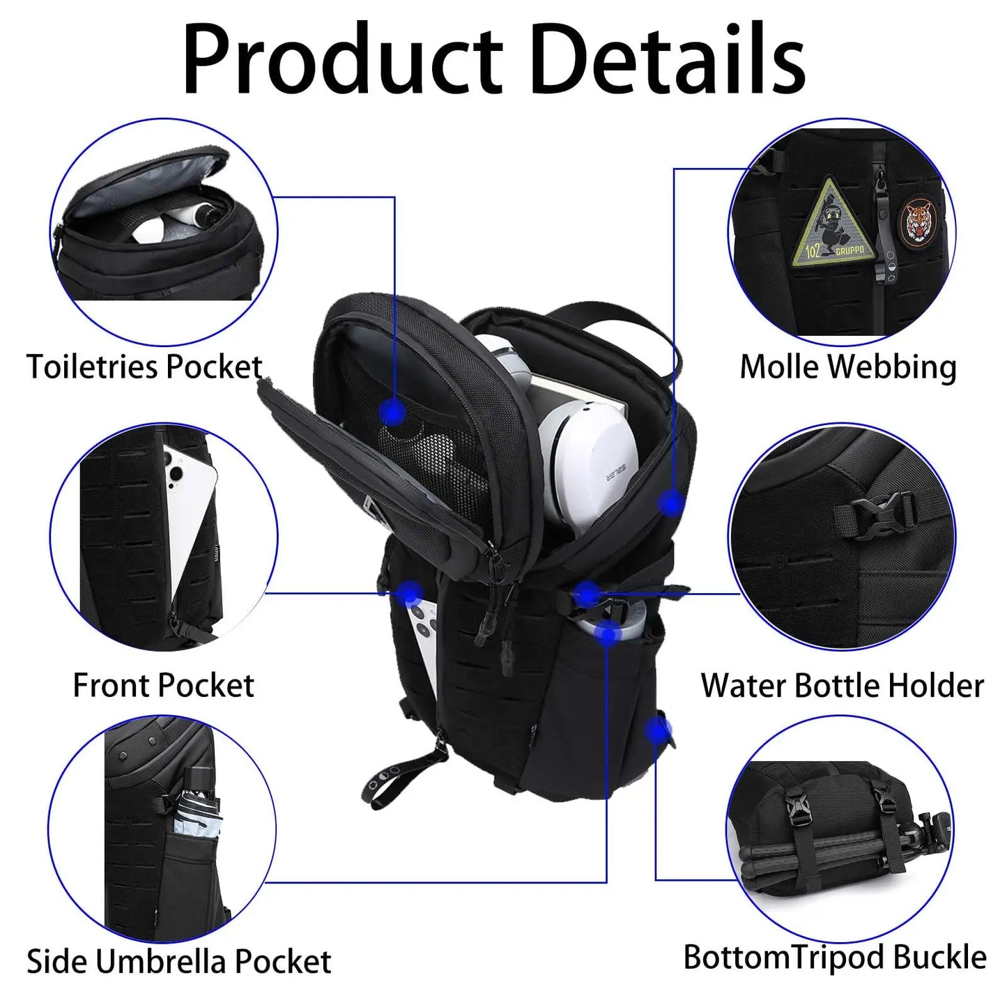 Anti Theft Sling Bag Shoulder Crossbody Backpack Waterproof Chest Bag with USB Charging Port Lightweight Casual Daypack