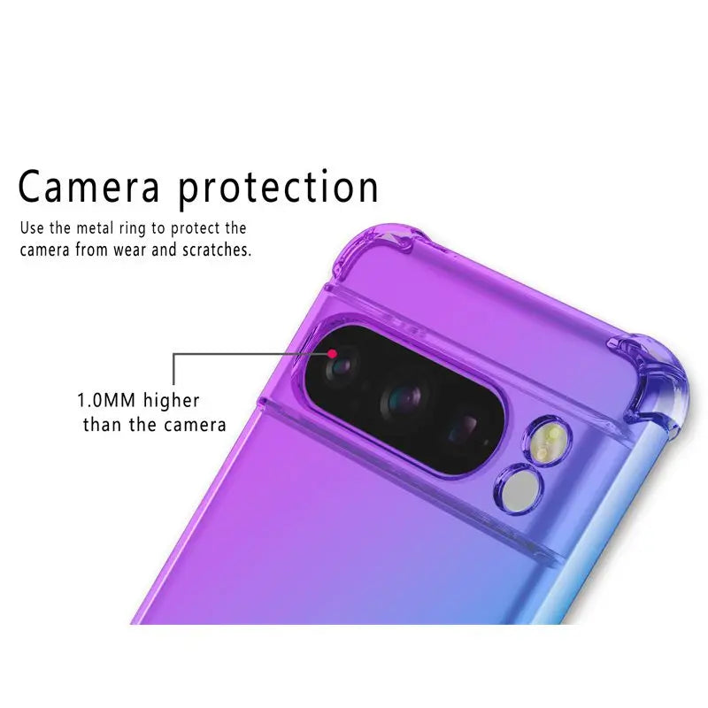 Gradient Airbag TPU Case for Google Pixel 10 9 Pro XL 9A 8A 8 Pro 7A 7 6A 5G Protective Shockproof Cover Fundas Coque Capa