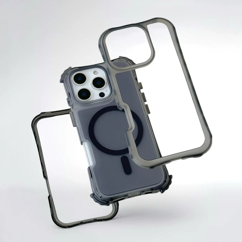 Frosted 3-in-1 MagSafe Phone Case for iPhone 16 17pro max 15 Pro 14 13 12 11 Magnetic Wireless Charging Hard PC Shockproof Cover