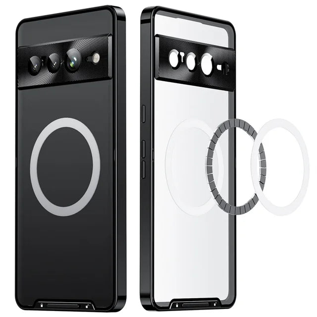Metal Magnetic Magsafe Case For Google Pixel 7 Pro Aluminium Alloy Camera Lens Glass Film Cover For Pixel 7 pixel7 Pro Case Etui