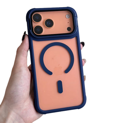 For Magsafe Glass Lens Holder Clear Case for IPhone 17 Pro Max 17 Pro Original Color Magnetic Wireless Charging Shockproof Cover