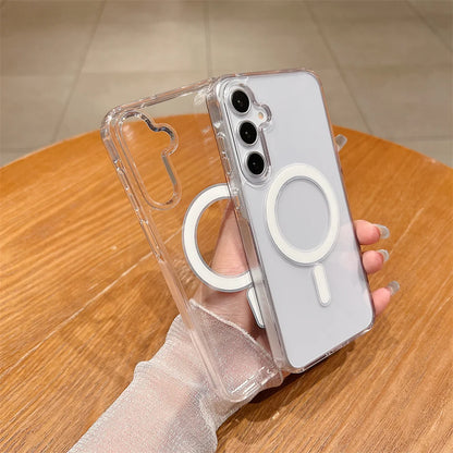 Fashion Clear Magnetic Magsafe Wireless Charge Case for Samsung Galaxy S25 S24 S23 S22 S21 S20 Plus FE Ultra Anti-drop Cases