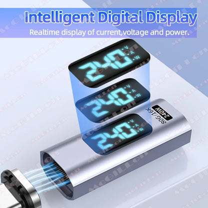 PD 240W Magnetic USB C Adapter Fast Charging Type C to USB C USB4 Connector 80Gbps 16K60Hz for Thunderbolt 5 4 iPhone 16 Macbook